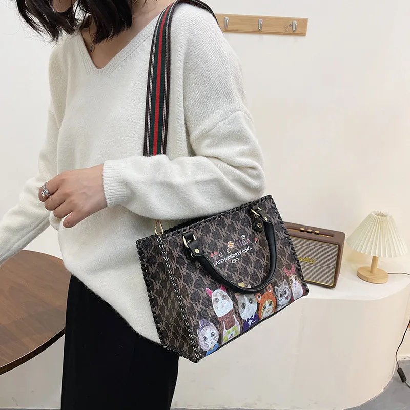 New Printing Tote Bag Handmade Woven Bag Set DIY Material Shoulder Homemade Bags Large Capacity Women Handbags Shoulder Bag