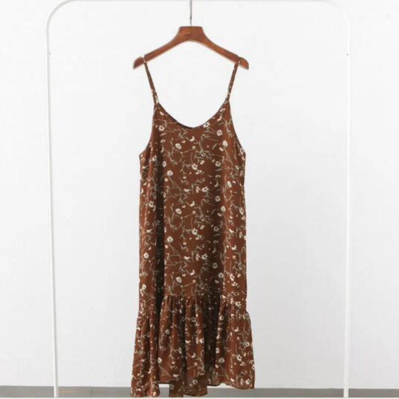 Женское платье на бретельках с открытой спиной и цветочным принтом|Женские