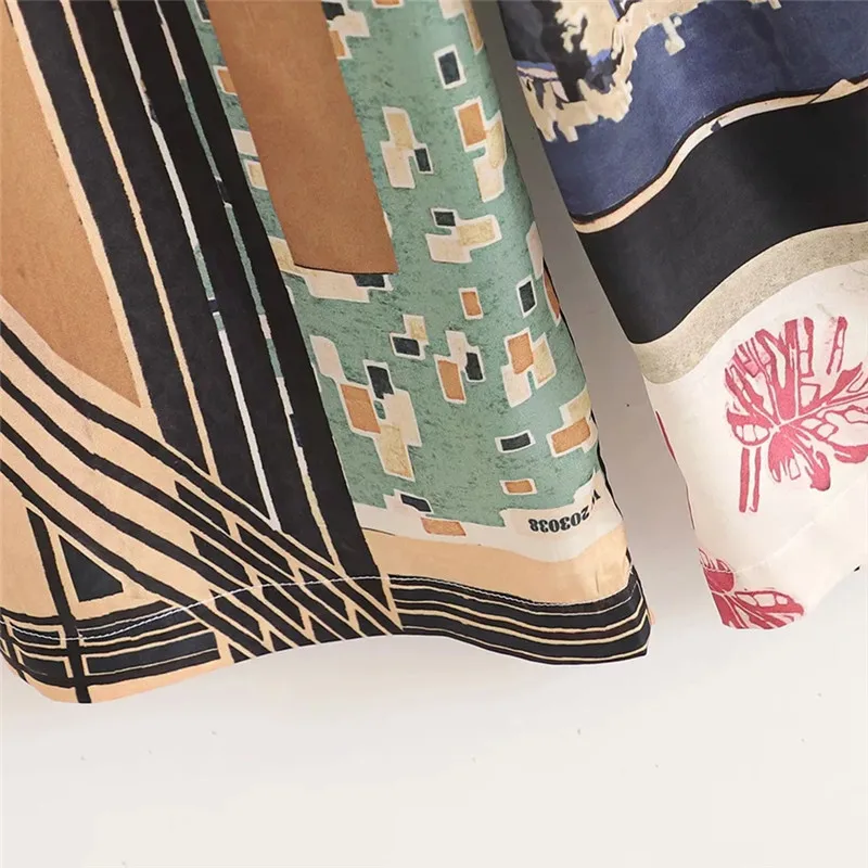 

Za 2021 Oversize Women Pants Patchwork Trousers For Female Wide Leg Pant High Waist Pants Black Vintage Print Elastic Waist