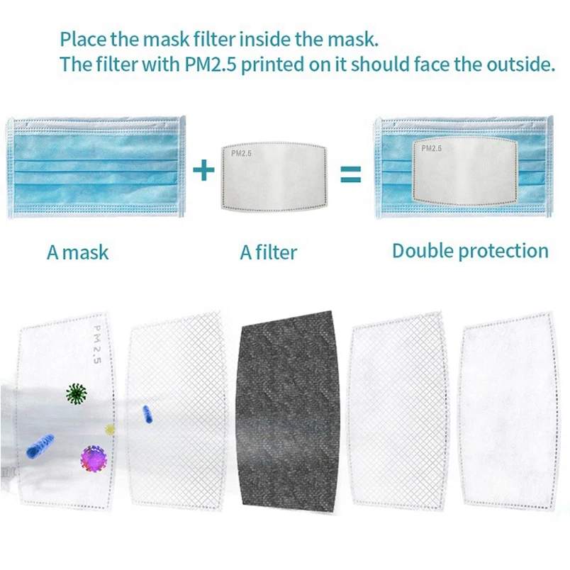 100 Одноразовых масок PM25 фильтр для детей и взрослых Защитная Бумага лица Сменные