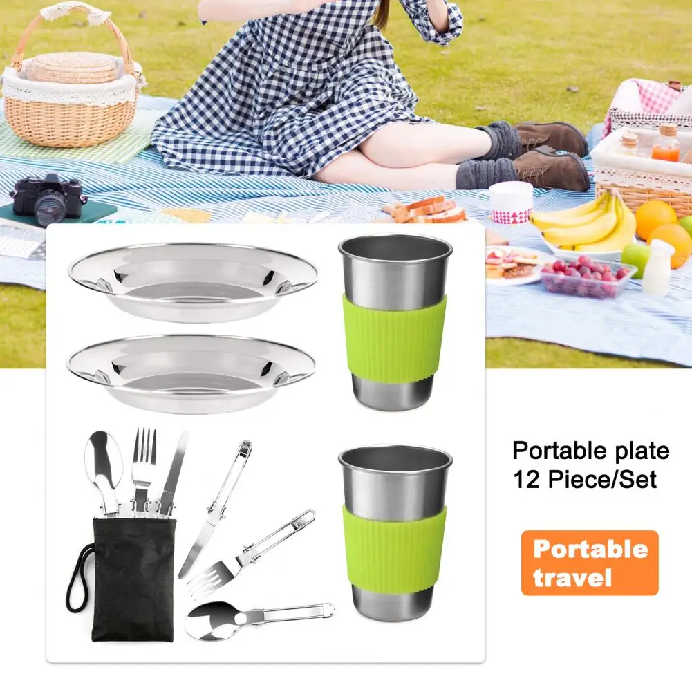 12 шт./компл. посуда для кемпинга с гладкой поверхностью двойная термостойкая