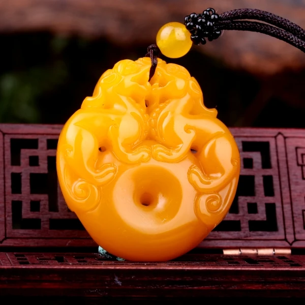 

Кулон из нефрита с желтым драконом, с застежкой, из натурального нефрита, для мужчин и женщин