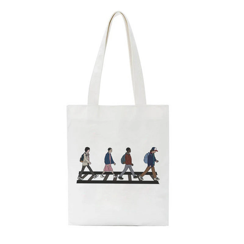 Холщовые сумки на плечо с принтом очень странные дела модная Милая дамская