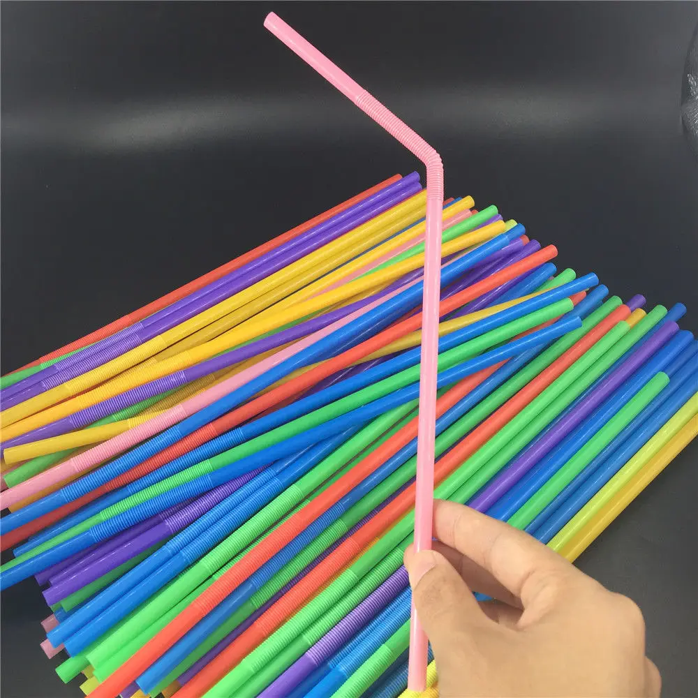 100 шт. сверхдлинные гибкие пластиковые соломинки для питья вечевечерние | Дом и