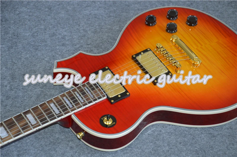 

High Quality Cherry Finish Suneye Custom Electric Guitar Block Pearl Inlaid Rosewood Fretboard Guitar Kit Gold Hardware Guitarra