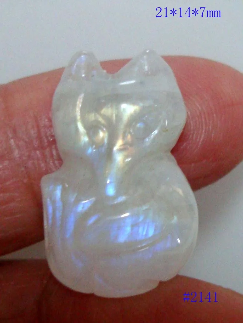 Натуральный лунный камень резная лиса подходит для подвесок Женские Ювелирные