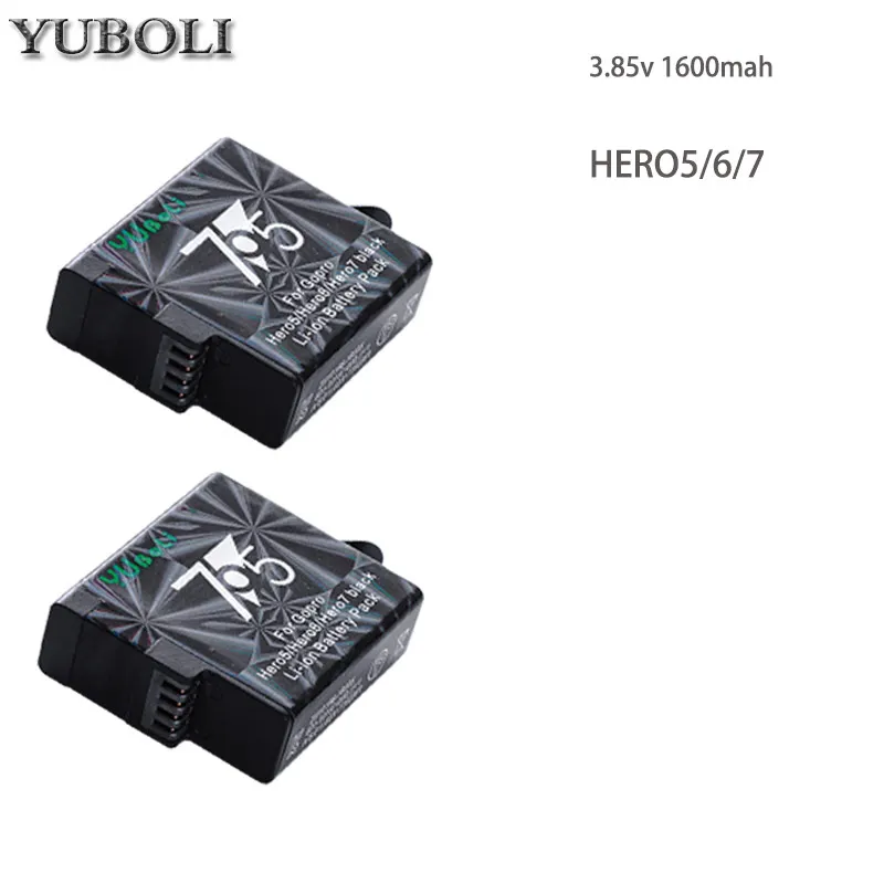 3 x батарея bateria hero 7+ зарядное устройство с двумя портами для GoPro Go pro hero 5 hero 5 6 7 hero 6 hero 7 Черные Аксессуары для камеры 1600 мАч - Цвет: 2battery