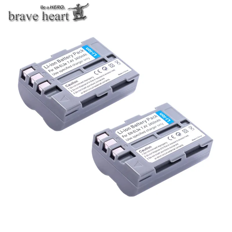 Высокое качество 2 шт. EN EL3e 7 4 V 2400 мА/ч Камера Батарея для Nikon ENEL3E RU EL3E D30 D50 D70 D90 D70S D300