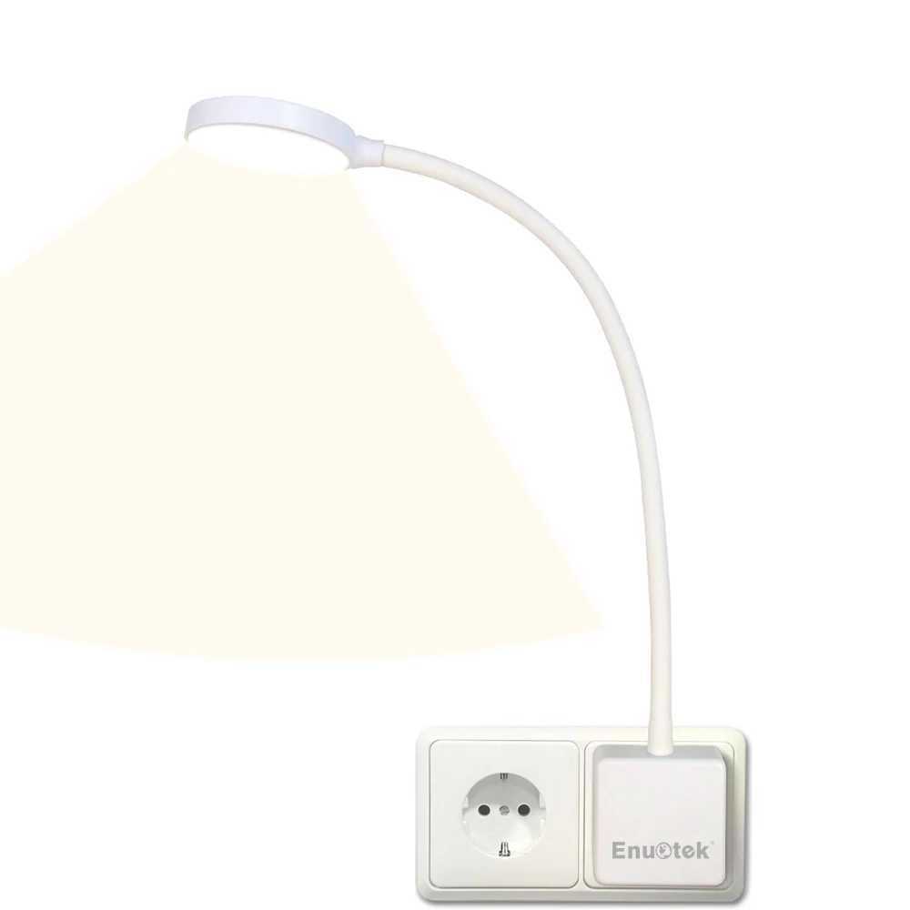 

Dimmable Plug In LED Wall Light Swing Arm Bedside Night Lamp with Outlet Power Socket Plug 4W 350Lm Natural White Lighting 4000K