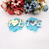6 pieces 8cm personalized engagement couple name letters custom acrylic mirror party wedding decor favors with flowers