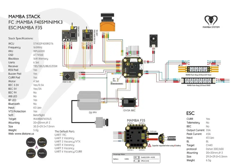 Контроллер полета Diatone Mamba F405 Mini MK3 Betaflight интегрированный OSD 5V BEC Blackbox 16M 20mm/M2 для FPV