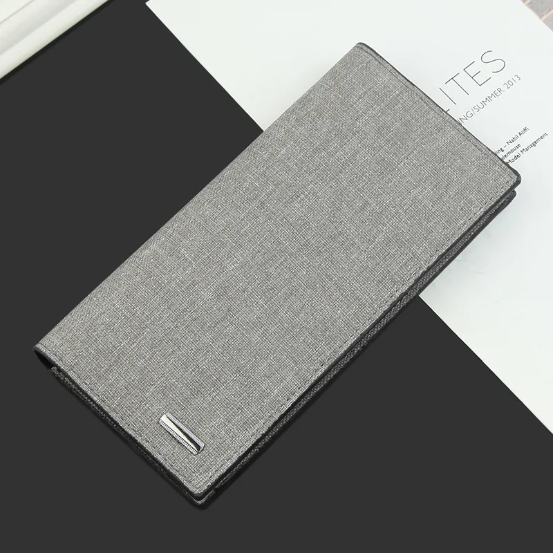 

Ultra-thin Brand men's wallet business canvas clutch purse for male fashion card holder with Hasp phone bag carteira masculina