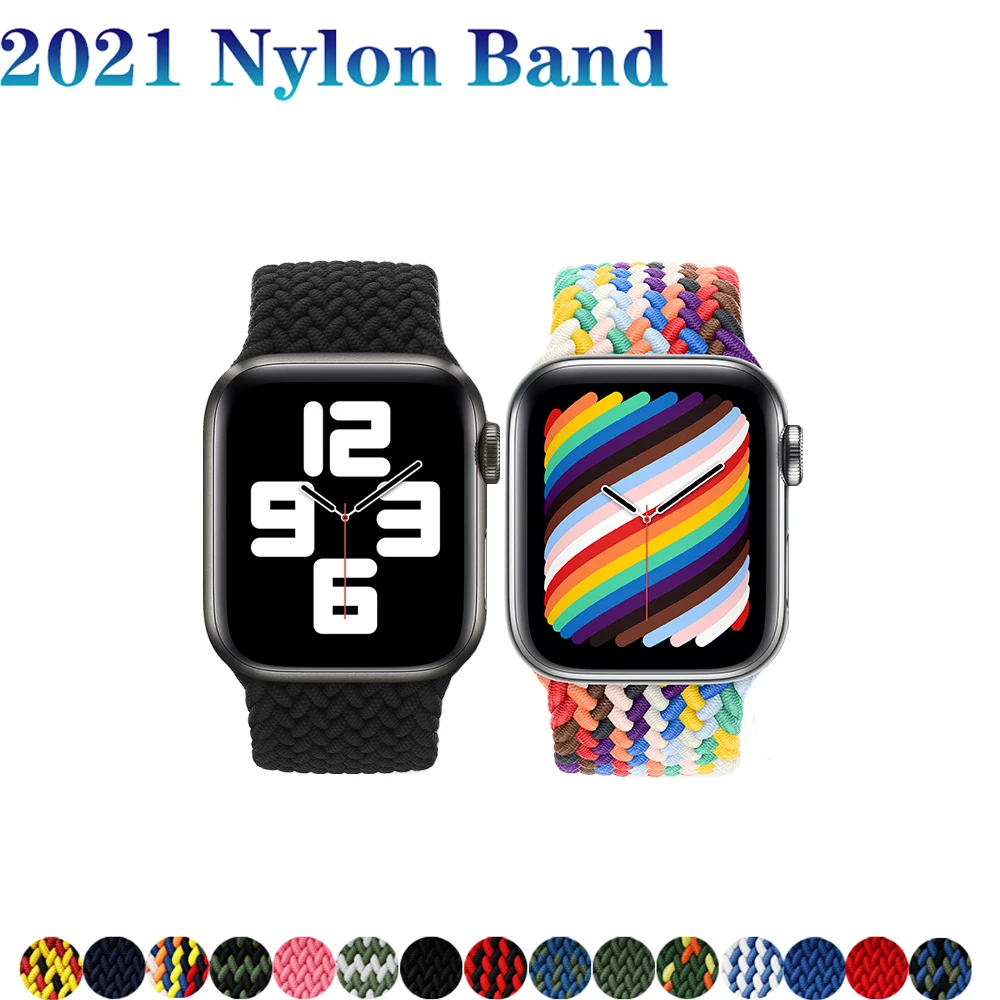 

Braided Solo Loop strap For Apple watch band 44mm 40mm iWatch band 42mm 38mm Nylon Elastic bracelet for apple watch 6/SE/5/4/3/2