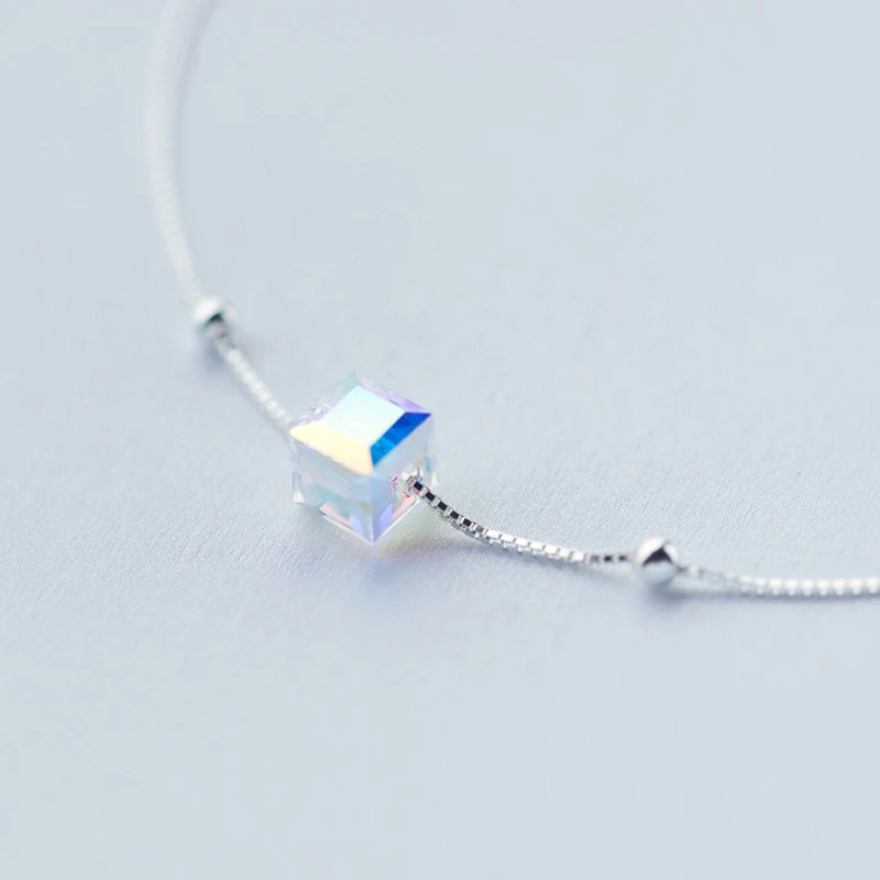 Colusiwei натуральная 925 Стерлинговое серебро Кристалл кубчиеские Серебряный