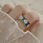 Женские кольца с цветком сливы, маленькие кольца с эмалью, винтажные кольца для пар, цветок в Корейском стиле