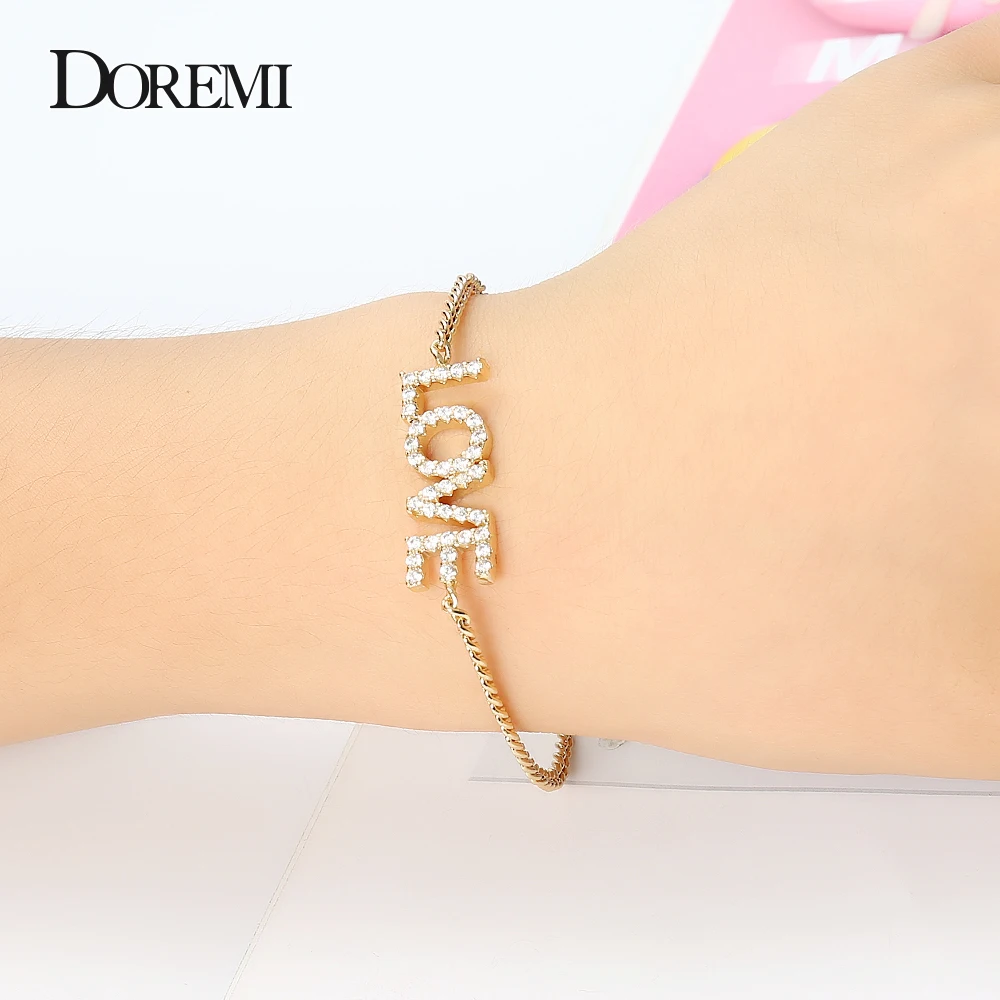 DOREMI браслет с хрустальной подвеской для женщин ребенок Iced Out циркония браслеты номер браслет на заказ с именами Начальная буква