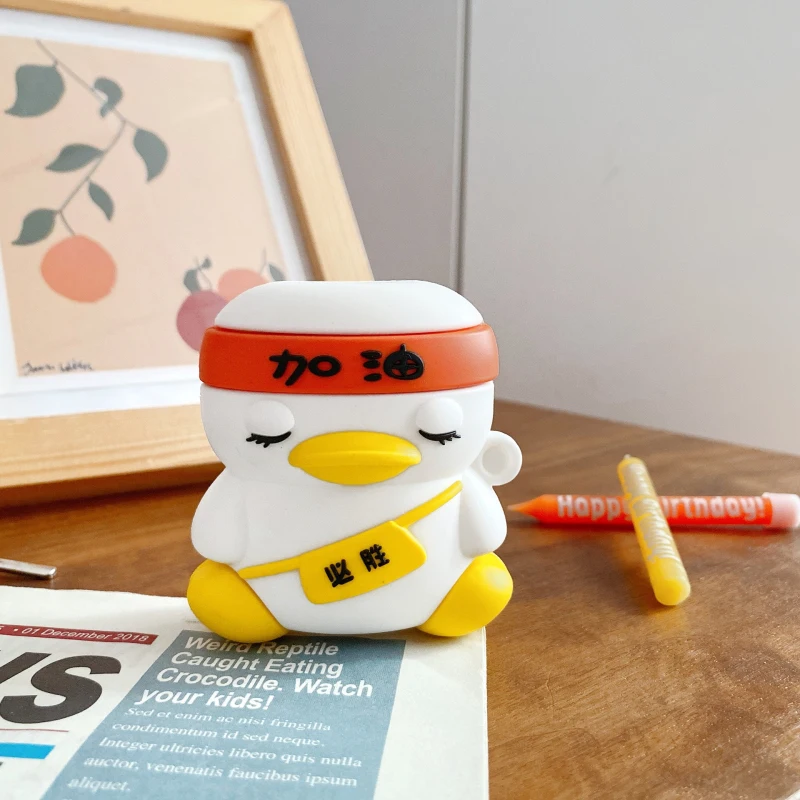 

Cute Duck Wireless Earphone Case For AirPods 2 Silicone Charging Headphones Case for Air pods Pro Protective Cover Accessories