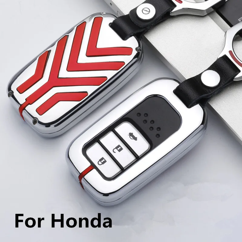 

New Zinc alloy Key Car Cover Case For Honda Civic Vfc 2017 Accord 2003-2007 Cr-v Freed Pilot Style Car Key Ring Holder