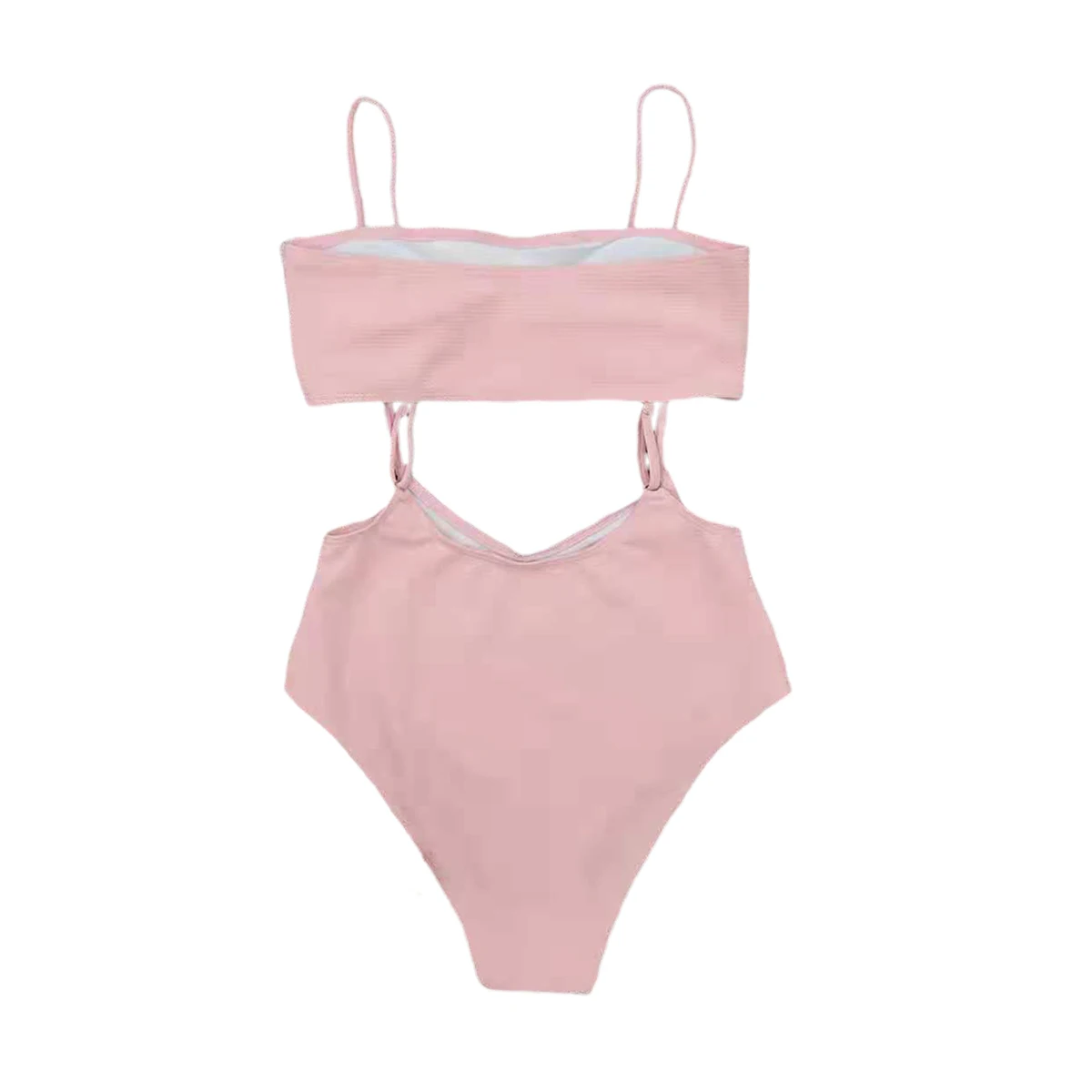 Женский летний комплект бикини однотонный топ с открытой спиной и стринги