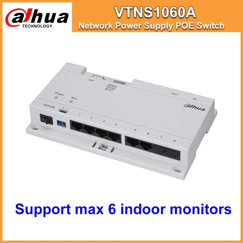 

Original Dahua VTNS1060A Video Intercom POE Switch For IP System VTO2000A intercom Connect Max 6 Indoor Monitors