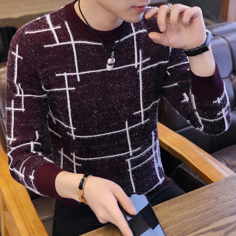 Мохеровые свитеры хлопковый свитер мужской пуловер с длинными рукавами мужские