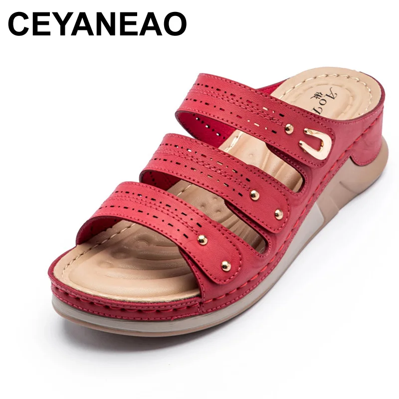 

CEYANEAO Lady Beach Sandals Slides Holiday Shoes Female Slippers Wedges Casual Comfy Shoes Sandals Women Femmes Chaussures Drop