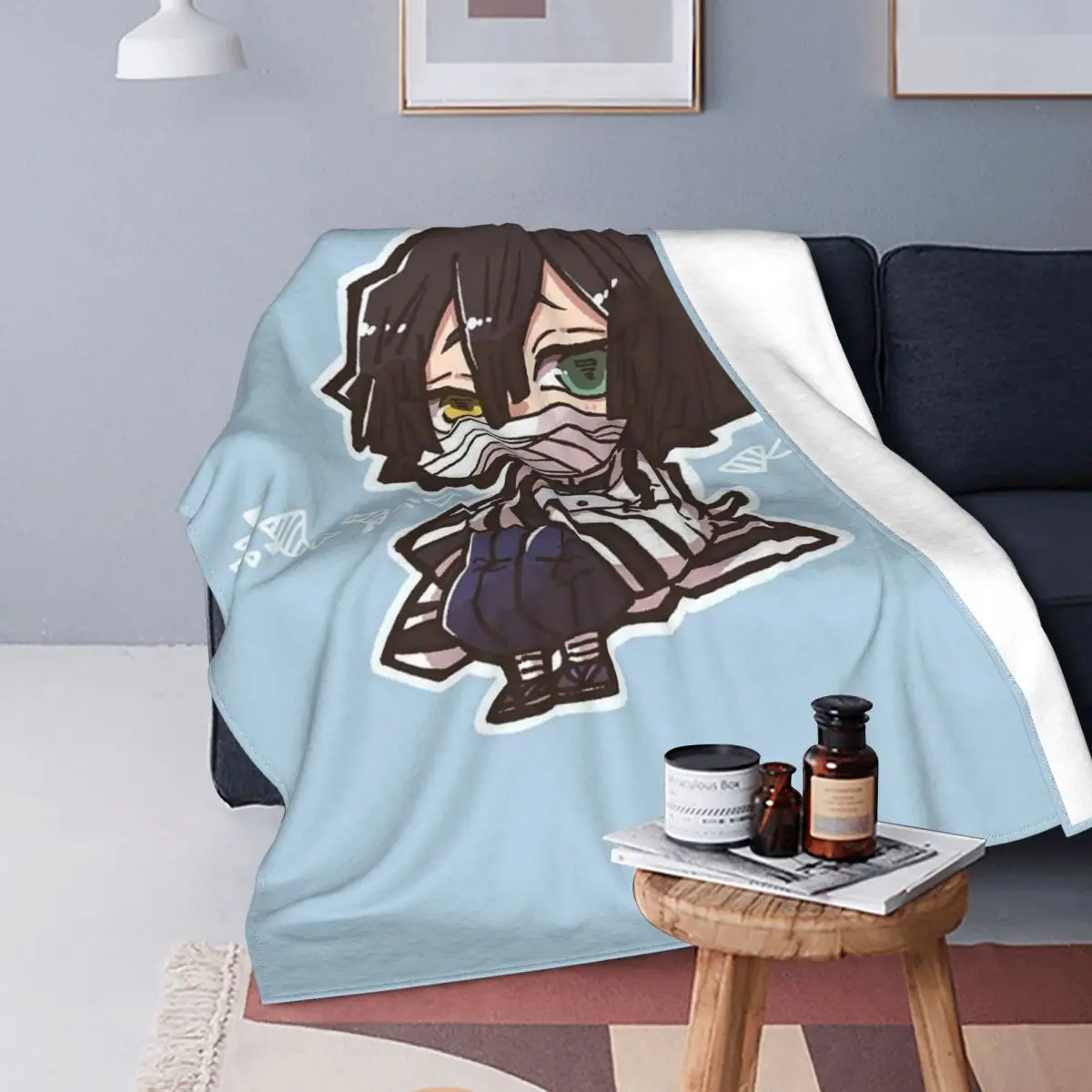 

Фланелевое Одеяло-убийца демонов Obanai Iguro Kimetsu No Yaiba, японское аниме одеяло с дьявольским лезвием для дома и гостиницы