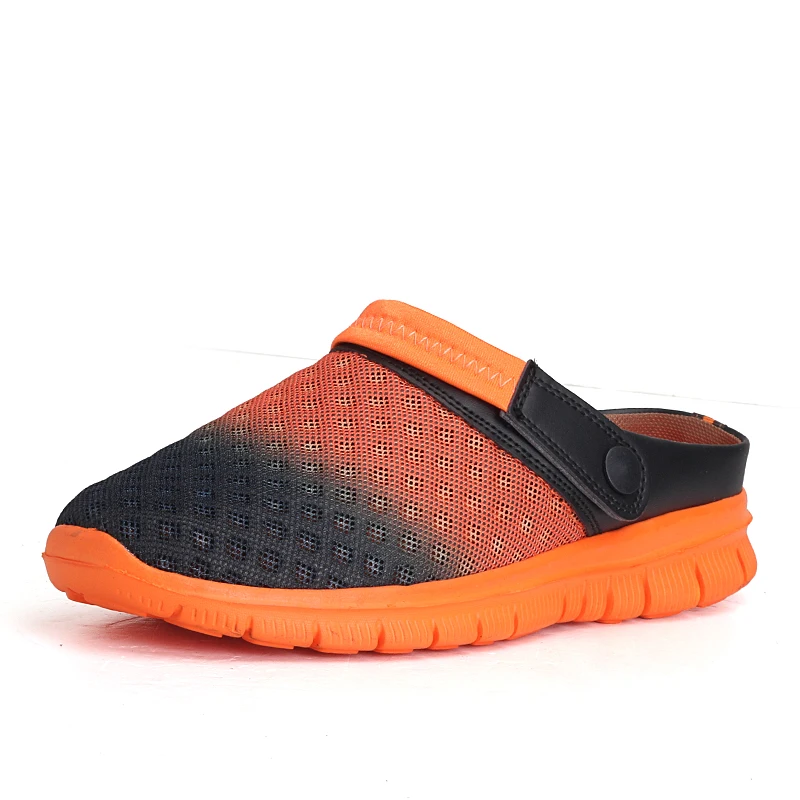 

Large Men Sandals Size Summer Hole Shoes Crok Rubber Mesh Couple Models Breathable Beach Flat Sandals Lightweight 48 Yards