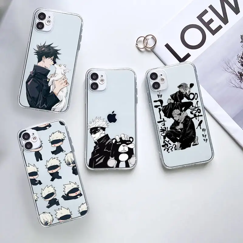 

Jujutsu Kaisen japanese Anime Phone Case Transparent for iPhone 7 8 11 12 13 mini pro X XS XR MAX Plus