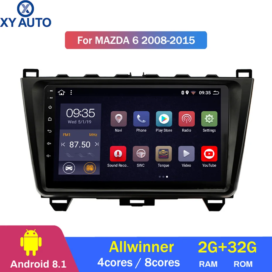 9 дюймов 2.5D IPS HD Мульти-сенсорный экран Android8.1 2G RAM 32G ROM NAVI для Mazda 6 Rui wing 2008-2015 с Bluetooth