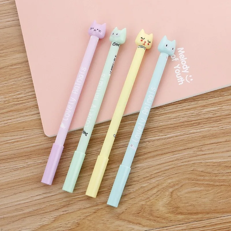 20 PCs Cute Cartoon Cat Gel Pens Set Creative Student Kitten Water-Based Sign Pen Office Supplies School Stationery Wholesale