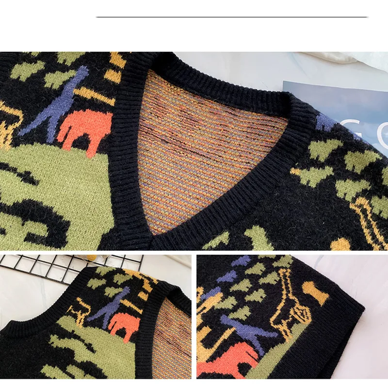 

Autumn and winter women's V-neck vest knitted waistcoat loose pullover personality hundred tower sweater 2020 new