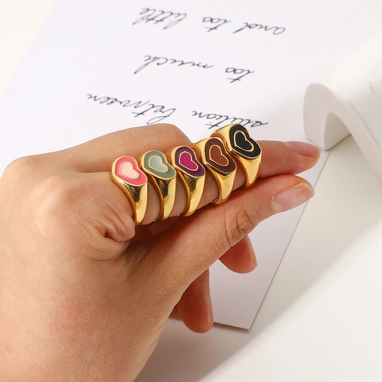 Позолота нержавеющая сталь Цвет Фул двойной Слои любящее сердце на не сужающемся