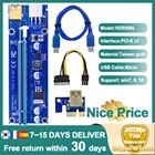 Карта майнинга VER009S 60 см USB3.0 PCI-E 009S PCI Express 1X до 16X, удлинитель, 4 контакта, 6 контактов, 15 контактов, светодиод SATA питания для видеокарты
