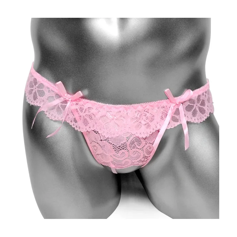 

Кружевные трусики с оборками, трусики-танга, сексуальное нижнее белье с открытой промежностью, с бантом, прозрачные мужские стринги, нижнее ...