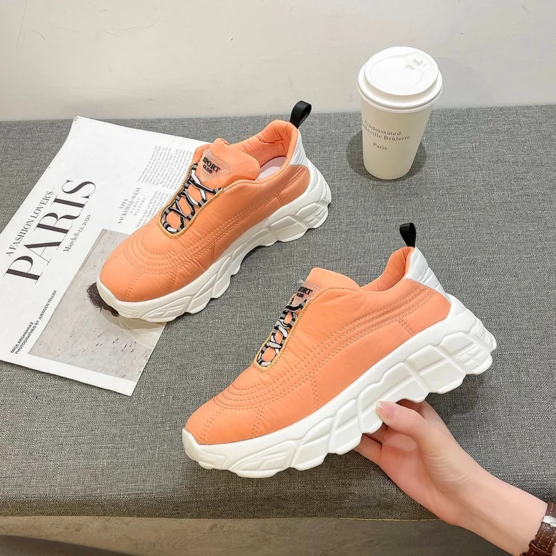 

Thick Bottom Old Daddy Shoes Women Solid Color Lace Up Sneakers Real Leather Comfort Running Shoes Shallow Walking Shoes 2021