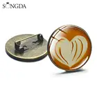 Кофейная латте резьба Любовь сердце искусство брошь шоколада Печать Цветок четырехлистный клевер Кот Очаровательная Металлическая Булавка значок кафе подарок