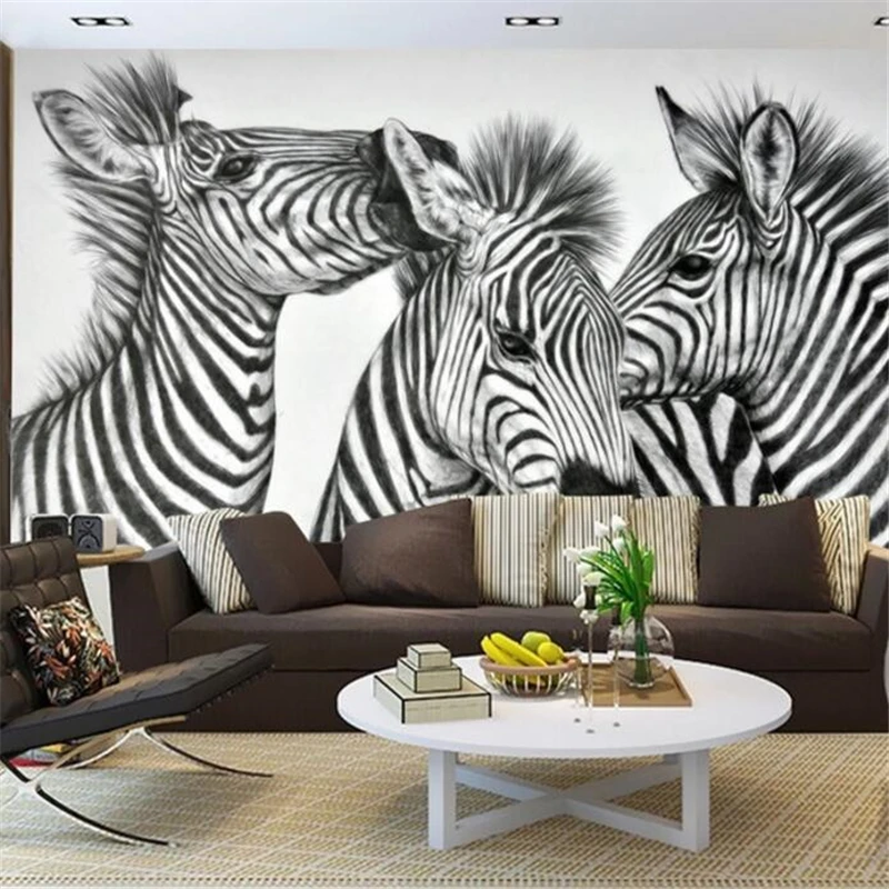 

Drop Shipping Custom Wallpaper 3d Photo Mural Stereo Personality Zebra Fresco Living Room Backdrop Decorative Painting Wallpaper