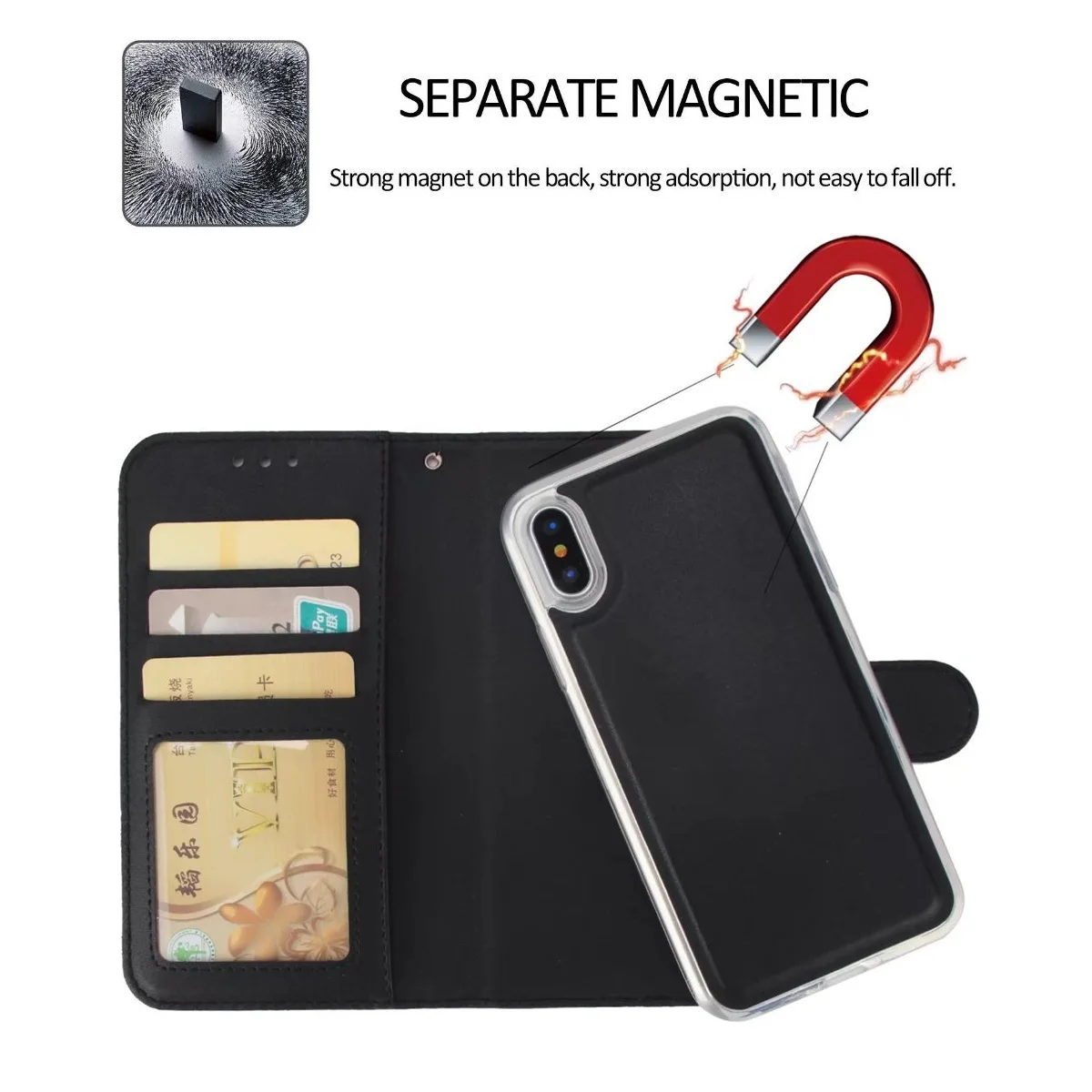Съемный кожаный чехол для iPhone 11 Pro Max 12 Mini XR X SE бумажник XS 8 7 6 Plus Магнитный