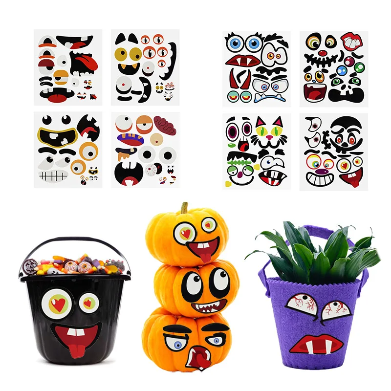 4 шт./компл. наклейка в виде тыквы на Хэллоуин бумажная для выражения s