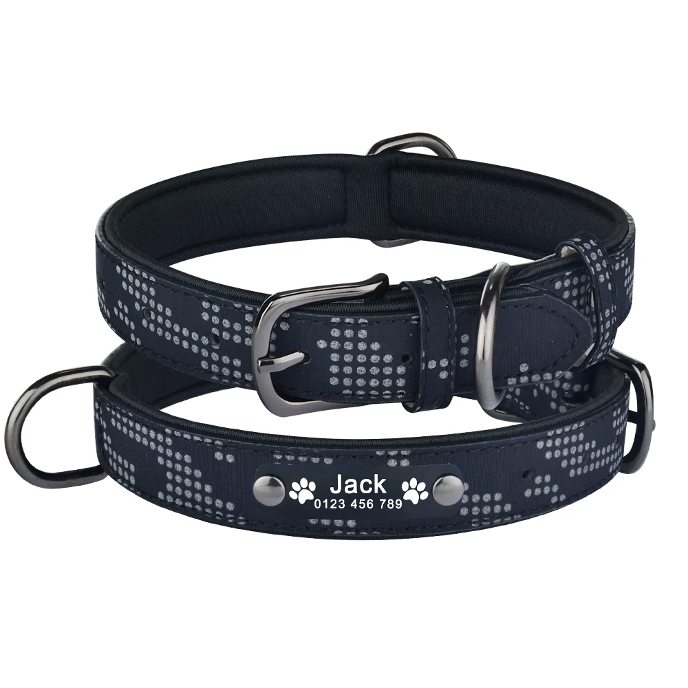 

Personalized Engraved ID Name Dog Collar Reflective Camouflage Nylon XS-L Customized Dog Collar Id Name Phone Number Tag