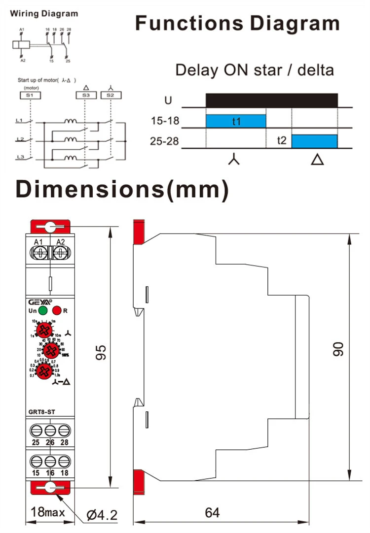 Din Rail Delay On Star Delta Time Relay 16A Industrial Control Auto Timer Relays GRT8-ST | Обустройство дома