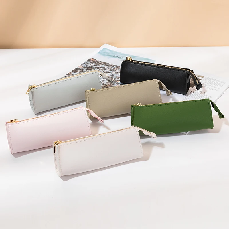 В Корейском стиле Простой треугольник кожаный пенал для обувь мужчин и женщин