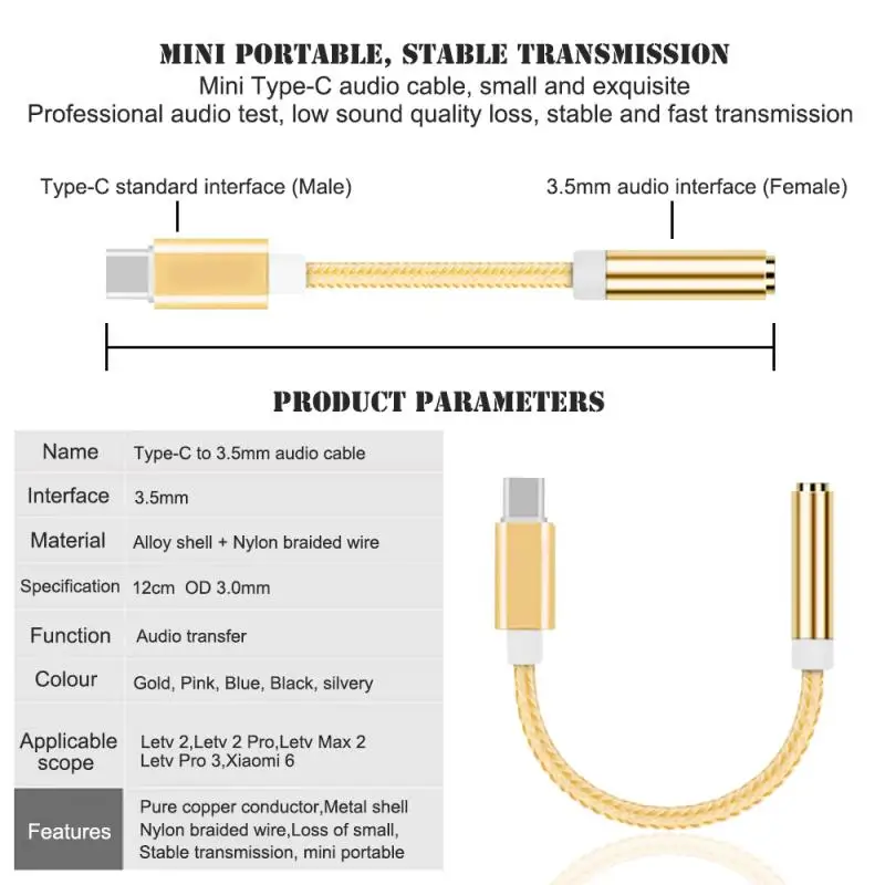 USB Type C To 3.5mm Earphone Headphone Cable Adapter USB-C Jack Aux For Letv 2 2pro Max2 Pro 3 Xiaomi 6 Converter | Мобильные