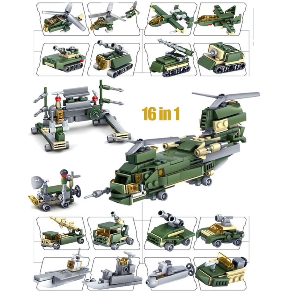 16 в 1 Детский конструктор вертолет | Игрушки и хобби