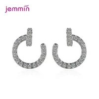 authentic 925 sterling silver stud earrings for women geometric clear cz infinity silver earrings wedding engagement jewelry