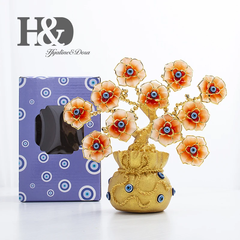 H& D Fengshui голубое сглаза дерево для защиты денег богатство достижения удачу Рождественский подарок домашний Декор Орнамент демонстрационная смола