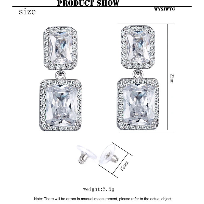 

Square Four-color Zircon earrings woman geometric ear jewelry ladies luxury crystal wedding Christmas rhinestone earring Ms gift