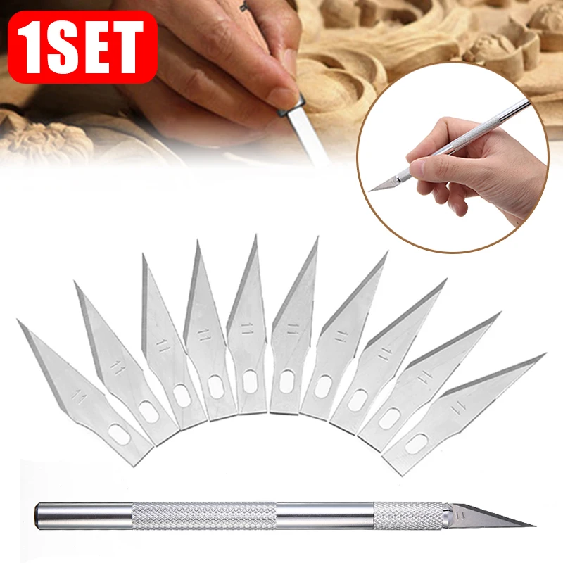 1 комплект металлический скальпель резак + 10 сменных лезвия для резьбы по дереву
