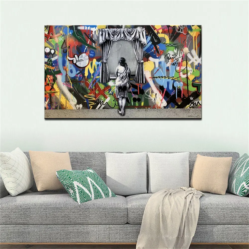 

Street Graffiti Pop Art Colorful Window Wall Poster Painting Canvas Print Wall Picture For Living Room Home Decoration Frameless